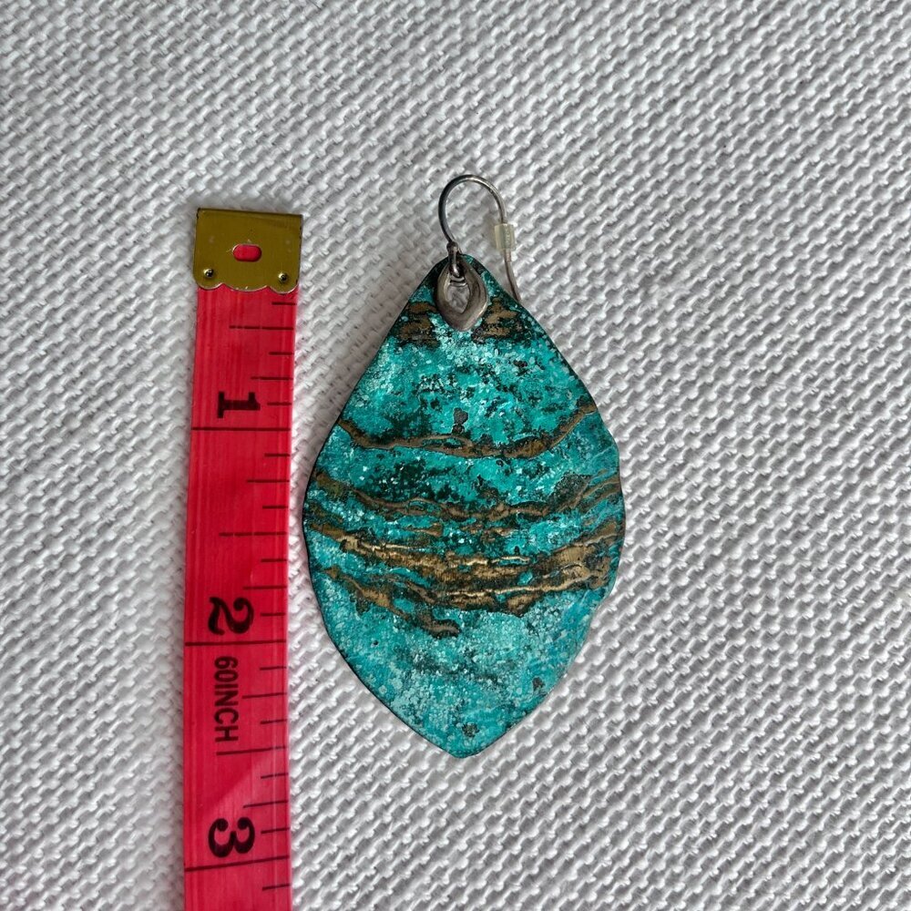 Silpada Emerald Pools Turquoise Drop Patina Brass Earrings Sterling Silver Boho - Picture 3 of 4
